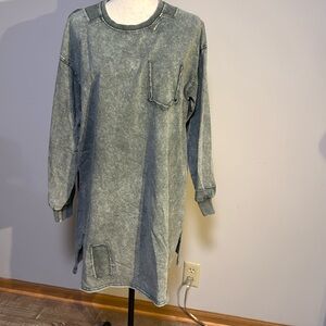 Easel French terry dress with distressing.